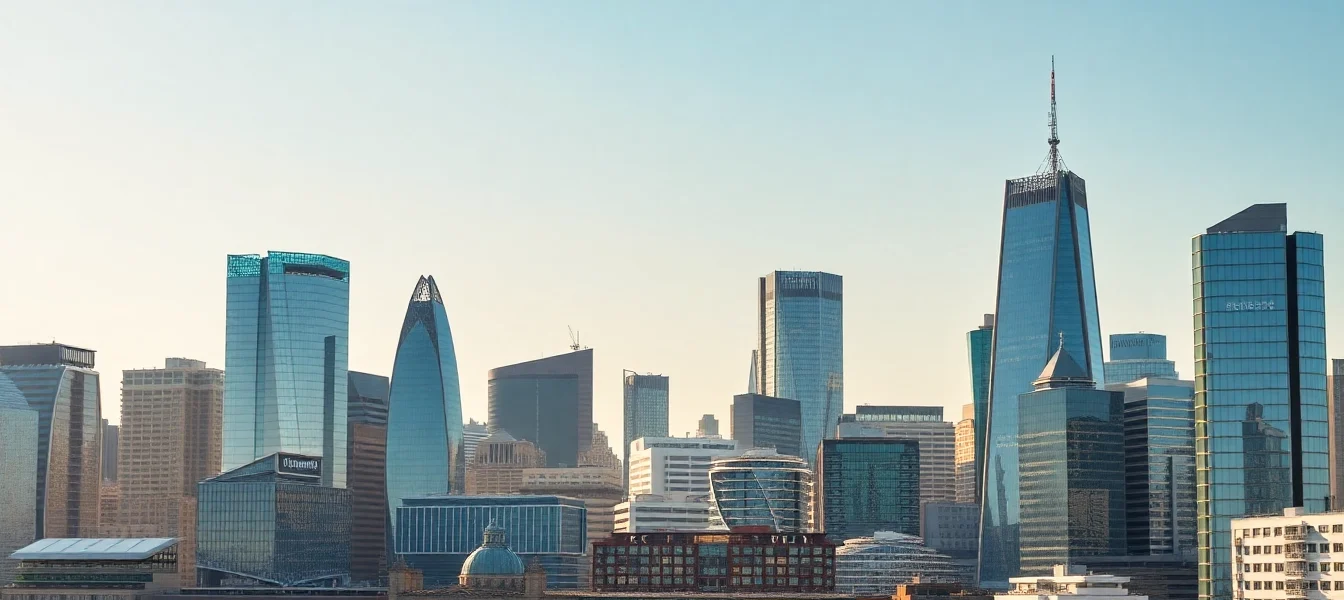 London Property Market analysis showing skyscrapers and residential blocks for real estate